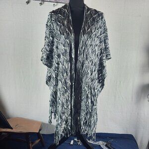 Collection Eighteen Colors of Gray Knit Open Weave Fringe Wrap or Shawl OSF Most